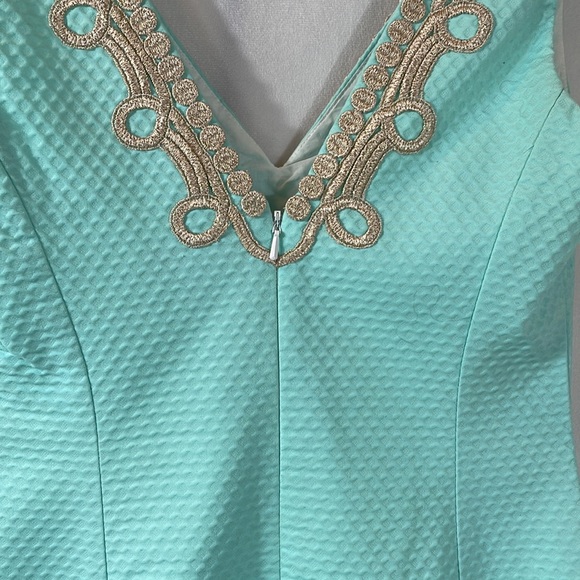 Lilly Pulitzer Dress size 00 Aqua with Gold embellishment - Picture 3 of 12